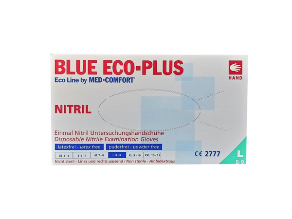 Рукавички оглядові нітрилові нестерильні Blue Eco-Plus
